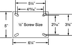 Image of Specification. Mounting Plate Style 2. Front orientation. Contains Annotated. Mounting Plate Style 2. Extra-High-Capacity Viking Casters with Polyurethane Wheels.