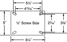 Image of Specification. Rigid Mounting Plate. Front orientation. Contains Annotated. Rigid. Extra-High-Capacity Viking Casters with Phenolic Wheels.