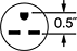 Image of Specification. NEMA 6-15 Plug. Front orientation. Contains Annotated. NEMA 6-15.
