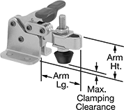 Image of Product. Front orientation. Contains Annotated. Toggle Clamps. Compact Hold-Down Toggle Clamps.