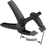 Image of Product. One Adjustable Jaw. Front orientation. Contains Annotated. Spring Clamps. Adjustable-Jaw Spring Clamps, Plastic Body, 4 1/4" Maximum Opening, Plastic Jaw, 1 Adjustable Jaw.