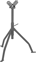 Image of Product. Style A. Front orientation. Material Support Stands. Material Support Stands for Pipe, V-Style Support, Roller Support, Tripod Stand, Style A.