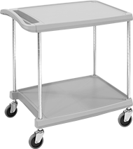 Image of Product. With Two Shelves. Front orientation. 2 Shelves. Food and Beverage Plastic Carts.