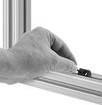 Image of ProductInUse. Front orientation. T-Slotted Framing and Fittings. T-Slotted Framing Fasteners, Drop-In Nuts.
