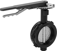 Image of Product. Front orientation. Flow-Adjustment Valves. Flanged Flow-Adjustment Valves, Wafer Valves with Lockable Lever Handle, 8 Bolt Holes.