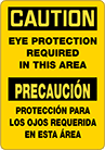 Image of Product. Front orientation. Signs. Personal Protective Equipment Signs, Caution—Eye Protection Required in This Area/Precaución—Protección para los ojos requerida en esta área (English/Spanish).