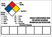 Image of Product. Front orientation. Labels. NFPA Diamond Labels with Reference Chart .