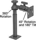 Image of Product. Front orientation. Contains Annotated. Positioning Arms. Bench-Mount Flat-Panel Monitor Positioning Arms , Screw-On Bench-Top Mount with Plate Attaching End.