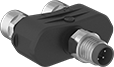 Image of Product. Front orientation. Metric Circular Connectors. M8 Connectors, Wye Adapters.