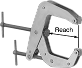 Image of Product. Front orientation. Contains Annotated. C-Clamps. Three-Way No-Twist C-Clamps.