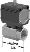 Image of Product. Front orientation. Contains Annotated. Air-Actuated On/Off Valves. Heavy-Use High-Flow Air-Driven On/Off Valves.