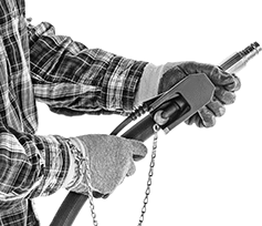 Image of ProductInUse. Toggle Switch Actuator Shown in Use. Front orientation. Abrasive Blaster Safety Switches.