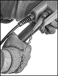 Image of ProductInUse. Safety Guard Shown with Toggle Switch. Front orientation. Contains Border. Abrasive Blaster Safety Switches. Electric, Toggle Switch Actuator.