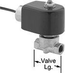 Image of Product. Front orientation. Contains Annotated. Solenoid On/Off Valves. Solenoid On/Off Valves for Cryogenic Liquids, Brass Body with Wire Lead Connection.