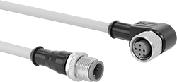 Image of Product. M12 Plug × 90° Elbow Socket. Front orientation. Metric Circular Cords. M12 Cords, M12 Plug × 90° Elbow Socket.