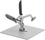 Image of Product. Clamp Shown Fully Open. Front orientation. Pliers Clamps. Portable Bench-Top Locking Pliers Clamps.