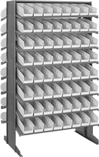 Image of Product. Front orientation. Bin Racks. Gravity-Flow Bin-Box Racks, Stationary, Total of 128 Bins.