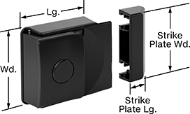 Image of Product. Front orientation. Contains Annotated. Push-to-Close Latches. Push-to-Close Latches with Edge-Pull Handle, Center Handle.