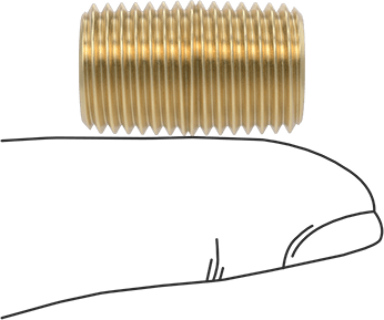 Image of Product. Side1 orientation. Contains SizingReference. High-Pressure Brass Pipe Fitting, Fully Threaded Nipple, 1/4 Pipe Size.