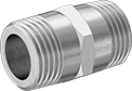 Image of Product. Male x Male. Front orientation. Pipe and Fittings. High-Pressure Brass and Bronze Threaded Pipe Fittings, Straight Adapters, Male, Threaded Fitting Connection, Hex Body.