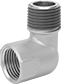 Image of Product. Round Body. Front orientation. Pipe and Fittings. High-Pressure Brass and Bronze Threaded Pipe Fittings with Sealant, 90° Elbow Adapters, Male, Female, Threaded Fitting Connection, Round Body.