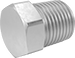Image of Product. Male. Front orientation. Pipe and Fittings. High-Pressure Brass and Bronze Threaded Pipe Fittings with Sealant, External-Hex-Drive Plugs, Threaded Fitting Connection, Male, Hex Body.