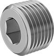 Image of Product. Male. Front orientation. Pipe and Fittings. High-Pressure Brass and Bronze Threaded Pipe Fittings, Hex-Drive Plugs, Male, Threaded Fitting Connection.