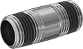 Image of Product. Male. Front orientation. Pipe and Fittings. High-Pressure Brass and Bronze Threaded Pipe Nipples and Pipe with Sealant, Pipe—Threaded on Both Ends, Male, Threaded Fitting Connection.