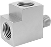 Image of Product. Female x Female x Male. Front orientation. Pipe and Fittings. High-Pressure Brass and Bronze Threaded Pipe Fittings, Right Angle Tee Reducing Adapters, Male, Threaded Fitting Connection, Female, Square Body.