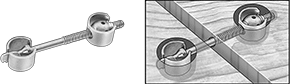 Image of ProductInUse. Front orientation. Contains MultipleImages. Joint Clamps for Wood. Recessed-Mount Joint Clamps for Wood, Headless.
