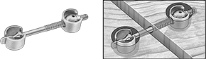 Image of ProductInUse. Headless. Front orientation. Contains MultipleImages. Joint Clamps for Wood. Recessed-Mount Joint Clamps for Wood, Headless.