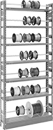 Image of Product. Front orientation. Spool Racks. Spool Racks, Complete Units, 7 Storage Levels.
