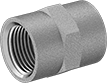 Image of Product. NPTF Female. Front orientation. Pipe and Fittings. High-Pressure Iron and Steel Threaded Pipe Fittings, Straight Connectors, Female, Threaded Fitting Connection, Hex Body.