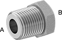 Image of Product. Male x Female. Front orientation. Contains Annotated. Pipe and Fittings. Extreme-Pressure Iron and Steel Threaded Pipe Fittings, Bushing Straight Reducing Adapters, Male, Female, Threaded Fitting Connection, Hex Body.