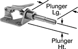 Image of Product. Front orientation. Contains Annotated. Toggle Clamps. Compact Push/Pull Toggle Clamps, External Plunger Thread—18-8 Stainless Steel.