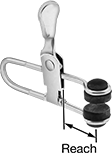 Image of Product. Front orientation. Contains Annotated. Spring Clamps. Locking Miniature Spring Clamps, Steel Body, 5/16" Maximum Opening.
