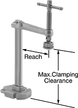 Image of Product. Front orientation. Contains Annotated. Bar Clamps. Bench-Mount Bar-Style Hold-Down Clamps.