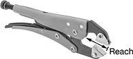 Image of Product. Front orientation. Contains Annotated. Pliers Clamps. Locking Pliers Clamps, Serrated Pivoting Jaws.