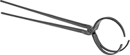 Image of Product. Curved Jaw with Straight Tip. Front orientation. Tongs. Forging, Curved Jaw, Straight Tip.