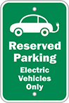 Image of Product. Front orientation. Signs. Parking Signs, Reserved Parking—Electric Vehicles Only (English)—White Message.