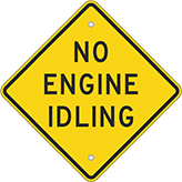 Image of Product. Front orientation. Signs. Parking Signs, No Engine Idling (English)—Black Message.