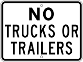 Image of Product. Front orientation. Signs. Parking Signs, No Trucks or Trailers (English)—Black Message.
