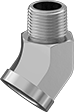 Image of Product. Female x Male. Front orientation. Pipe and Fittings. Extreme-Pressure Stainless Steel Threaded Pipe Fittings, 45° Elbow Adapters, Female, Male, Threaded Fitting Connection.