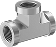 Image of Product. Female. Front orientation. Pipe and Fittings. Extreme-Pressure Stainless Steel Threaded Pipe Fittings, Tee Connectors, Female, Threaded Fitting Connection.