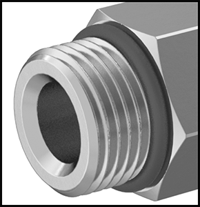 Image of Specification. UN/UNF (SAE Straight) Male Threads with Gasket. Front orientation. ZoomedIn view. Contains Border. Miniature Nickel-Plated Brass Pipe Fitting, Low-Pressure, Plug with Slotted Drive, 10-32 UNF/UNF.