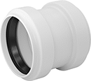 Image of Product. Front orientation. Pipe and Fittings. Underground Drain, Waste, and Vent PVC Pipe Fittings for Water, Straight Connectors, Gasket.