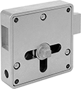 Image of Product. Back. Back orientation. Push-to-Close Latches. Square-Drive Push-to-Close Locking Latches with Emergency Release.