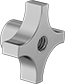 Image of Product. Style 4. Front orientation. Four-Arm Grip. Threaded Through-Hole Knobs, Style 4.