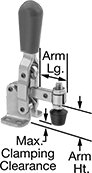 Image of Product. With Solid Arm. Front orientation. Contains Annotated. Toggle Clamps. Hold-Down Toggle Clamps, With Solid Arm.