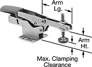Image of Product. Front orientation. Contains Annotated. Toggle Clamps. Auto-Adjusting Low-Profile Hold-Down Toggle Clamps.